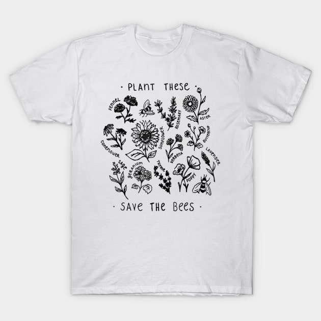 Plant These Save The Bees T-Shirt by adrinalanmaji